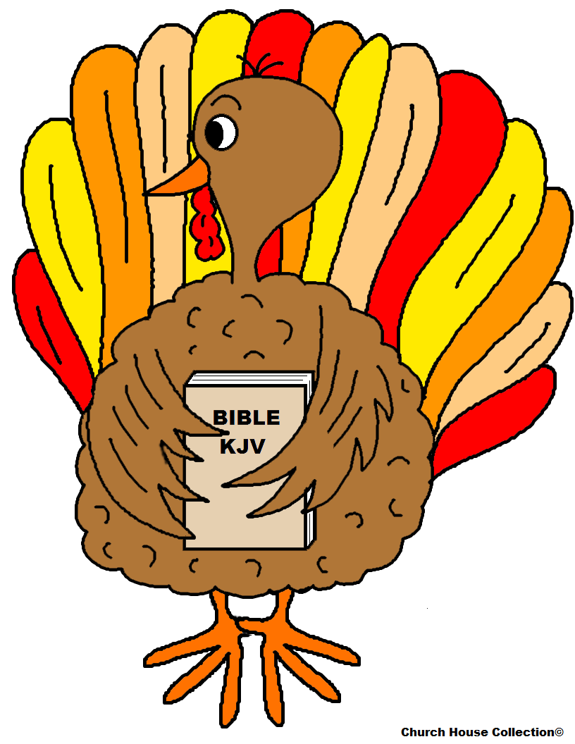 Free Turkey Thanksgiving Sunday School Lessons For Preschool Kids For Sunday School or Childrens Church by Church House Collection- Turkey Holding A Bible